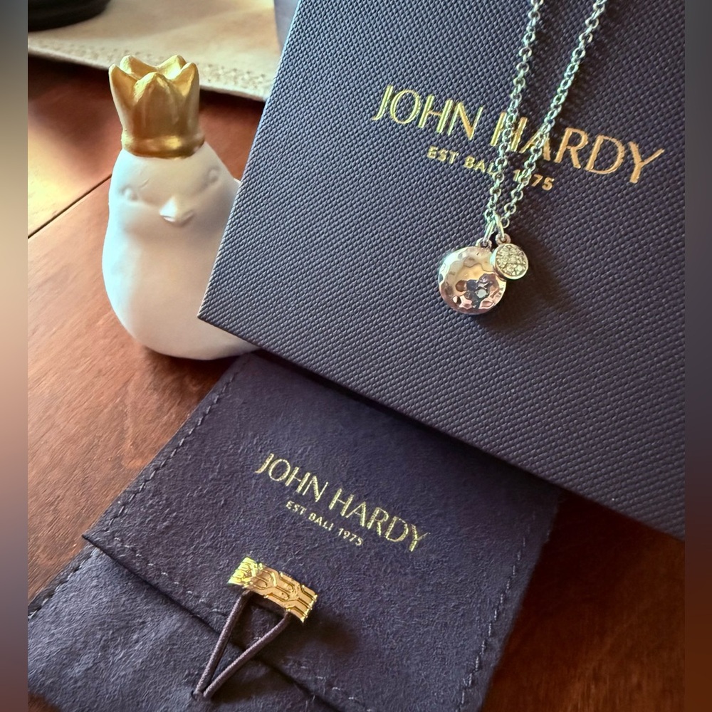 John Hardy Palu Pave’ Pendant Necklace in Sterling Silver with Diamonds